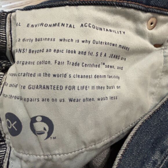 Outerknown SEA Jeans Local Straight Fit Mens 36X34 Medium Wash Organic Cotton - Picture 6 of 8